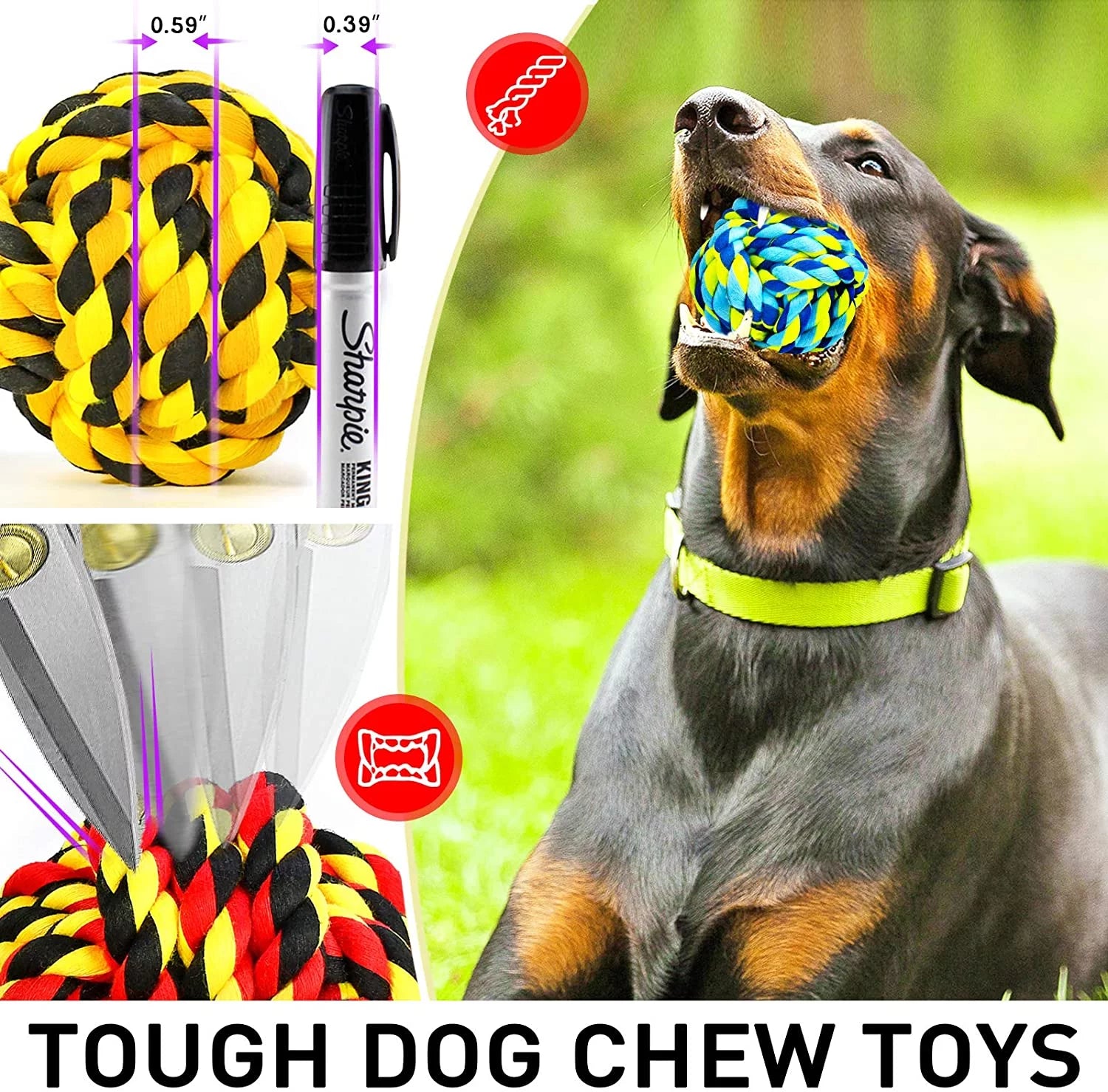XL Dog Chew Toys for Aggressive Chewers Large Breed, 14 Pack Tough Indestructible Dog Toys , Durable Puppy Chew Toys for Teething, Heavy Duty Cotton Dog Rope Toys for Large Dogs